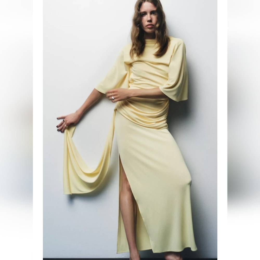 ZARA OPEN BACK CAPE MAXI DRESS